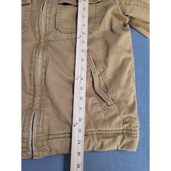 American Eagle Mens Small Brown Utility Jacket y2K Plaid Lined - Picture 8 of 9